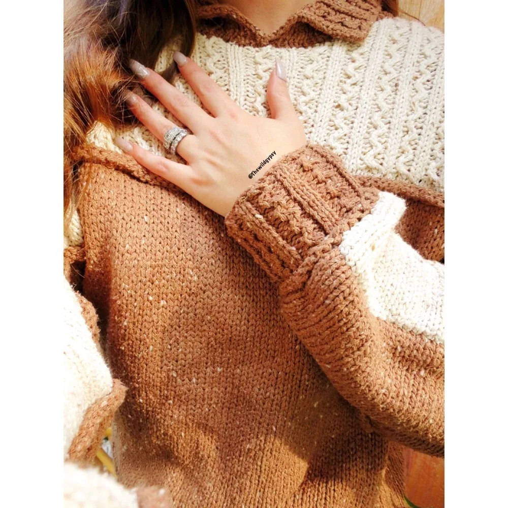 Vintage 70’s speckled chunky hand knit sweater 🍁 - Picture 5 of 8